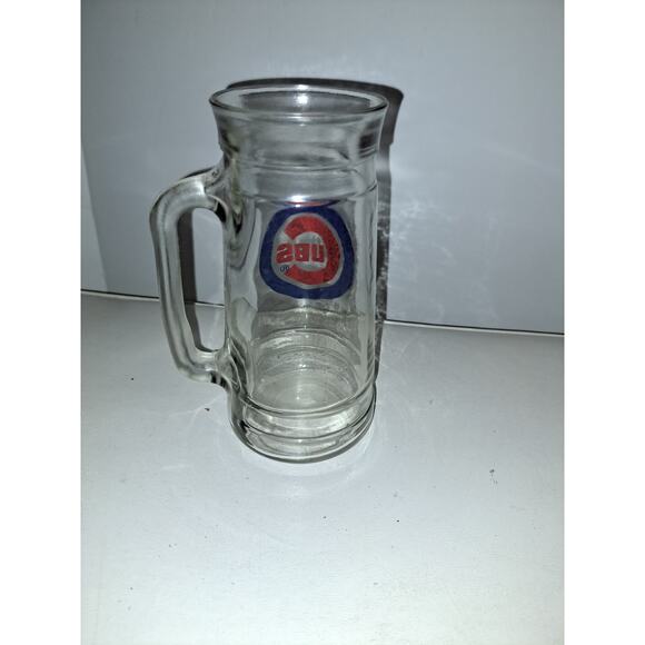 Vintage Chicago Cubs Clear Glass Beer Mug Stein Cup - Picture 2 of 4